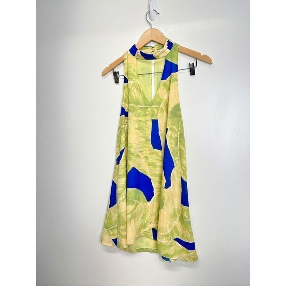 Olivaceous Dress Womens Size Medium Halter Neck Green/Blue Mini - Picture 7 of 12